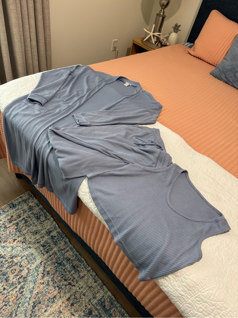 Light Blue Woman’s Waffle Knit Lounge Wear